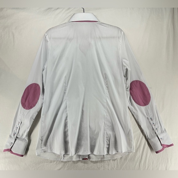 Fior Da Liso Gara II White Equestrian Riding Shirt Floral Flip Cuff Italy Sz 16 - Picture 3 of 13